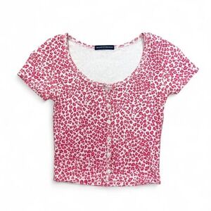 Brandy Melville‎ Pink Leopard Print Button Up Top Preppy